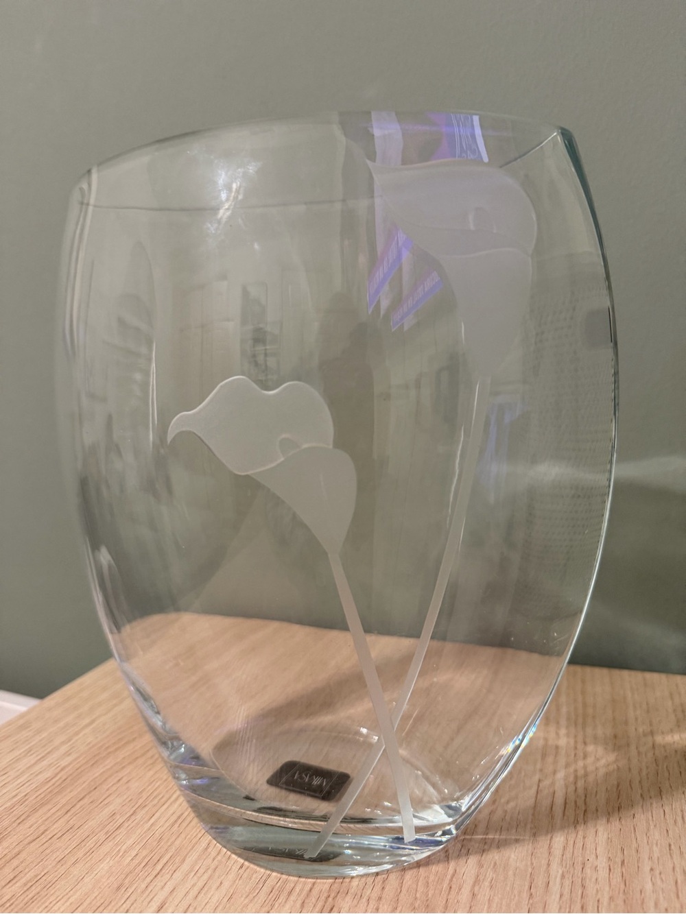 Mikasa Clear Etched Floral Glass Vase